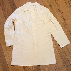 Sigrid Olsen Quilted Winter White Old Money Trench Jacket Coat Medium